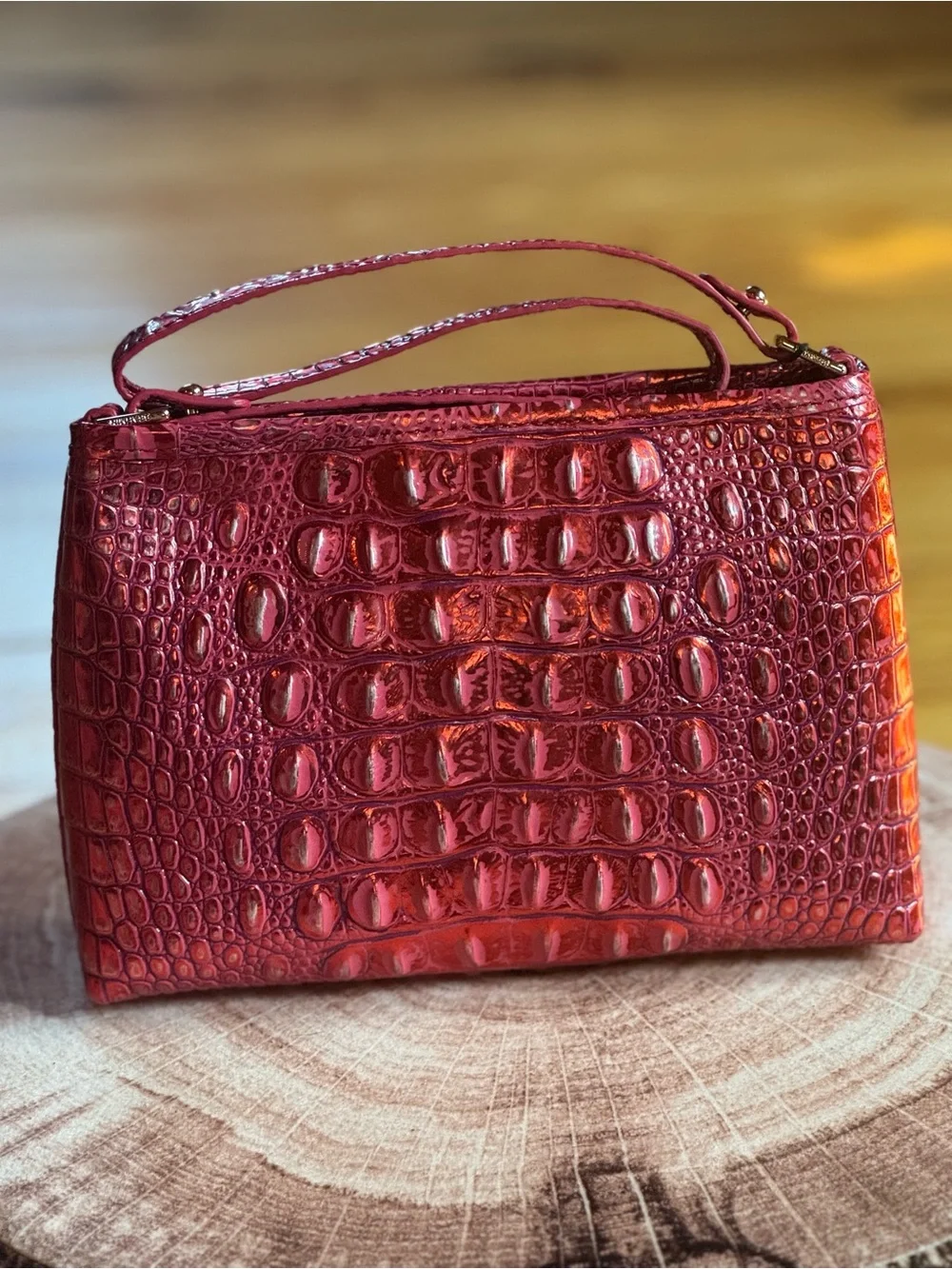 NWT Brahmin Red Dragon Lorelai - Croc-Embossed Mini Top-Handle Bag